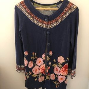 Anthropologie size S floral Sparrow Cardigan